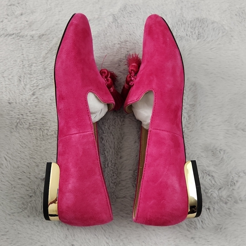 *NWT Talbots Black Everson Kiltie Pink Suede Tassel Loafers 5.5M - Picture 8 of 13